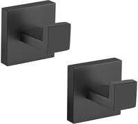 YACV athroom Towel Hook Matte Black Screw in Door Hooks 2 Pack | Robe Coat and Clothes Hooks Hanger SUS304 Stainless Steel Heavy Duty Wall Hooks for Bathroom Kitchen Bedroom