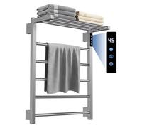 YACVCL Electric Heated Towel Rail for Bathroom, Electric Hot Towel Warmer 5 Bars with 24hr Timer Anthracite Stainless Steel Wall Mounted Towel Radiator H620mm W500mm