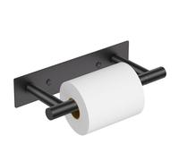 YACVCL Matte Black Toilet Paper Holder, Adhesive or Screw Toilet Roll Holder Wall Mount, SUS304 Stainless Steel Double Post Pivoting Toilet Roll Holder for Bathroom, Kitchen, Washroom