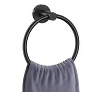 YACVCL Towel Holder Bathroom Towel Ring, Matte Black Hand Towel Bar, Stainless Steel Towel Rack Wall Mounted, Round Towel Hanger for Kitchen Lavatory