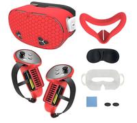 YACVRLT Silicone Cover Kits for Meta Quest 3s, Silicone Face Pad, Controller Grip Cover, Shell Cover, Lens Cover, Protect Accessories for Oculus Quest 3S, Red