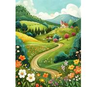 yade-show Cross Stitch Kit with Stamps Embroidery Kit for Beginners Adults Embroidery Pattern Starter Kit DIY Printed Cross Stitch Kit 11CT (Spring Landscape Painting, D,)-40X50CM