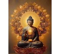 yade-show Engraved Cross Stitch Kit Lotus Buddha 11CT Popular Printed Embroidery Kit Pattern Printing Easy Embroidery Set for Beginners Perfect for DIY- 40X50CM
