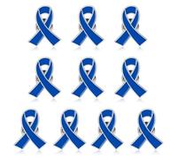 Yadiana 10Pcs Blue Ribbon Pins Enamel Lapel Pin Bulk, Colon Cancer Awareness Items, Child Abuse Prevention Awareness Brooch Products for Public Charity Campaign Fundraiser Gift Supplies