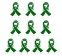 Yadiana 10pcs Green Ribbon Pins, Mental Health Awareness Enamel Lapel Pins Bulk, Green Ribbon Brooch Hope Pins For Public Charity Campaign Fundraiser Gift Supplies