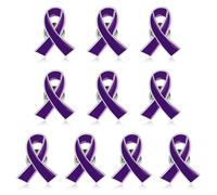 Yadiana 10pcs Purple Awareness Ribbon Pins -Domestic Violence Awareness Brooch & Alzheimers Epilepsy Lupus Pancreatic Cancer Awareness Products, Purple Enamel Ribbon Lapel Pins Badge Bulk