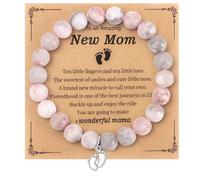Yadiana First Mothers Day Gifts for New Mom，Little Feet Charm Bracelet Mommy to Be Gifts for Women after Birth, Pregnancy Push Gift for First Time Mom, Birthday Christmas Baby Shower Gender Reveal, 9