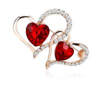Yadiana LOVE Heart Rhinestone Brooch Pin for Women Girls Fashion, Crystal Love Heart Brooches Lapel Pins Dainty Gold Brooch Stylish Clothes Accessories Valentines Christmas Jewelry Gift for Her, 4 cm