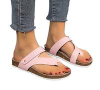 Yadlan Big Toe Bone Correction Sandals for Women Bunion Corrector Orthotic Slippers with Arch Support Casual Summer Anti-Slip Open Toe Flat Beach Flip Flops(Size:US8/EU41,Color:Pink)