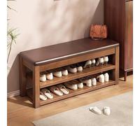 Yadlan Entryway Bench Contemporary Cushioned, Wood Storage Bench with Shoe Storage Shoe Bench with 2-Tier Shoe Rack for Foyer 100cm