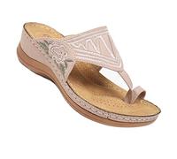 Yadlan Women Bunion Correction Sandals Flip Flops Arch Support Sandals, Comfy Summer Slippers Big Toe Bone Correction Flat Walking Shoes, Casual Orthopedic Flip Flops(Size:40,Color:Pink)