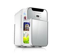 YADLCR Mini Fridge | Car Refrigerator | Portable Cooler & Warmer | 20L capacity | 12V / 220-240V | Double door Small Fridge Freezer | for Cosmetics, Food,Drink (Color : Silver)