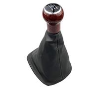 YADLIUASA Car Gear Knob for VW for Passat B5 5 6 Speed PU Leather Peach Wood Handle Gear Shift Knob Gaiter Boot Cover Case Skin(7)
