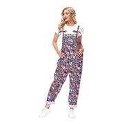 YADMISU Women's Casual Baggy Overalls Jumpsuit Summer Sleeveless Suspender Romper Pants with Pockets, Multiflower, XL