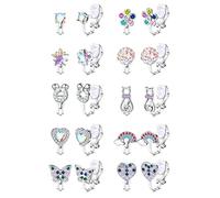 YADOCA 10 Pairs Clip on Earrings for Women Girls Kids Cubic Zirconia Star Heart Rainbow Cat Flower Butterfly Non Pierced Earrings Hypoallergenic Clip Earrings Set