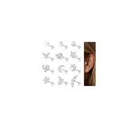 YADOCA 12Pcs 16G 18G Tragus Earrings for Women Flat Back Cartilage Earring Stainless Steel Top Screw CZ Butterfly Bee Flower Moon Heart Flatback Stud Earrings Labret Conch Helix Cartilage Tragus
