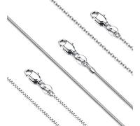 YADOCA 3Pcs Silver Stainless Steel Necklace Chain for Women Men - 1mm Thin Dainty Chain Necklace Snake Box Cable Chains Necklaces Sturdy Long Lobster Clasp Silver Tone Chains, 76.20 cm, Metal, Cubic