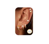 YADOCA 7Pairs 925 Sterling Silver Stud Earrings Gold Earrings for Women Hypoallergenic Huggie Hoop Earring and Studs Earrings Set for Women Small Sleeper Earrings for Multiple Piercings, 2