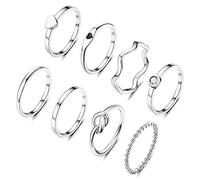 YADOCA 8pcs 2MM Stainless Steel Rings for Women Men 14K Gold Plated Stacking Rings Fashion Simple Plain Knuckle Stacking Midi Thumb Dainty Thin Heart Knot Stackable Statement Band Rings Set Size 5-11