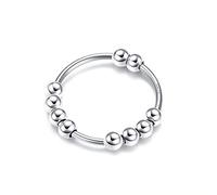 YADOCA 925 Sterling Silver Anxiety Rings for Women Girls Band Rings with Beads Stackable Rings Thin Rotatable Anti Anxiety Ring Spinner Fidget Ring 10