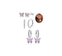 YADOCA 925 Sterling Silver Stud Earrings for Girls Hypoallergenic Hoop Earring Set Small Cartilage Butterfly Tiny Cute CZ Multicolor Huggie Kids Earrings for Girls Childrens Toddler Women