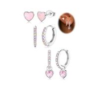 YADOCA 925 Sterling Silver Stud Earrings for Girls Hypoallergenic Hoop Earring Set Small Cartilage Heart Tiny Cute CZ Multicolor Huggie Kids Earrings for Girls Childrens Toddler Women