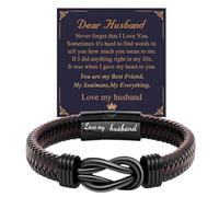 YADODO To My Husband Bracelet Gifts for Men - Engraved Name Braided Leather Bracelets for Xmas, Birthday, Valentine's Day, Fathers Day