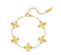 YADUDA Dainty Gold Silver Four Leaf Clover Bracelet for Women Lucky Clover Link Bracelets Wrist Jewelry for Women, adjustable, Stainless Steel, no gemstone