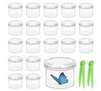 YAEGIMHT 20 Pcs Kids Magnifying Glass Container with 2 Bug Catchers, Bug Hunting Kit Collecting Viewer, Transparent Bug Box for Observing Insects, Nature Exploration, Science Learning