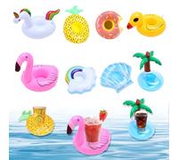 YAEGIMHT 8 Pcs Inflatable Pool Drink Holders with Air Pump, Floating Drink Cup Holders for Pool Beach Parties Hot Tub & Summer Party Toys