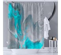 YAEHOCO Abstract Rich and Colorful Fabric Shower Curtain | Main Colors: Aqua, Grey, Blue,Teal | Waterproof Shower Curtains with Hooks for Bathroom Decor｜ 72"x72" Inch