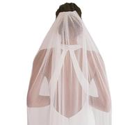YAEISM 1 Tier Polka Dot Veil Elegant Fingertip Length Wedding Veil for Bride Ivory Dotted Cathedral Veil with Comb Simple Vintage Fashion Bridal Veils for Women Wedding, Ivory, Large