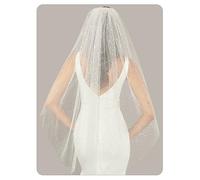 YAEISM Bride Wedding Veil White Glitter Cathedral Veil Sparkly Bachelorette Veil Fingertip Bridal Long Star Light Tulle Veils with Metal Comb for Brides and Women, White Glitter, Long