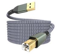 Yaekea USB A to USB 2.0 B Printer Cable Designed for HP Epson Canon Brother Dell Lexmark Xerox Samsung Oki USB Midi Cable for Scanner/Midi Keyboard/Digital Piano/DAC Grey Braid USB Cable-10FT