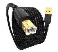 Yaekea USB A to USB 2.0 B Printer Cable Designed for HP Epson Canon Brother Dell Lexmark Xerox Samsung Oki USB Midi Cable for Scanner/Midi Keyboard/Digital Piano/DAC Black Braid USB Cable-10FT