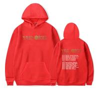 Yaelokre Foreword Europe Tour Merch Hoodie Long Sleeve Merch Unisex Pullover Sweatshirt For Fan (RED,L)