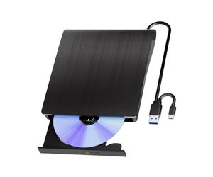 Yaeonku External Blu Ray Drive, USB 3.0 Type-C Portable Blu Ray Player for Laptop, 50GB BD write Support, Ultra-Slim 3D External Blu Ray Burner, Portable Player/Rewriter for Laptop Windows Mac