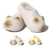 Yaepoip Cat Paws Footprints Fluffy Plush Fleece Height Increase Slippers, Cat Paw Slippers with Paw Prints on the Soles (WHITE,6)
