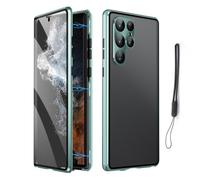 Yaepoip Magnetic Tempered Glass Double-Sided Phone Case for Samsung S25 S24 S23 S22 S21 Ultra Plus, Anti-Peep All-Round Protection & Anti-Drop (For Samsung S22,Green)