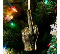 Yaepoip Middle Finger Ornament - Middle Finger Christmas Ornament, Golden middle finger naughty Xmas ornament, Funny Hand Gesture Holiday Home Decor White Elephant Gifts for Adults (one)