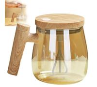 YAERLE Electric High Speed Mixing Cup,Waterproof Glass Self Stirring Travel Coffee Cup, 13.5oz/400ML Self Stirring Coffee Mug Waterproof Glass Cup For Mix Coffee,Milk,Tea(Gold)