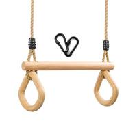 YAERSI Children's Trapeze Swing Bar with Wooden Gym Rings,Trapeze Bar for Swing Set