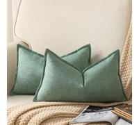 YAERTUN Pack of 2 Decorative Linen Soild Cushion Covers Farmhouse Neutral Throw Pillow Cases for Chair Couch Sofa Bedroom Living Room Home Decor 12 x 20 Inch 30x50 cm Sage Green