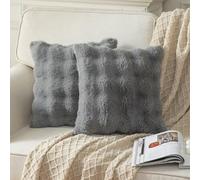 YAERTUN Pack of 2 Grey Cushion Covers 22x22 Inch 55x55 cm Thick Soft wool Decorative Throw Pillow covers Pillowcase Faux Fur Plush fluffy for Sofa Couch Bedroom