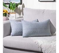 YAERTUN Pack of 2 Lumbar Super Soft Decorative Throw Pillow Cases Cushion Covers Pillowcases for Couch Sofa Bedroom Car Modern Embossed Patterned,12 x 20 inch,Light Gray