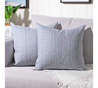 YAERTUN Pack of 2 Super Soft Decorative Throw Pillow Cases Square Cushion Covers Pillowcases for Couch Sofa Bedroom Car Modern Embossed Patterned,18 x 18 inch,Light Gray