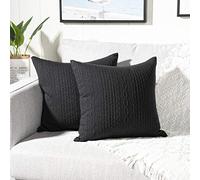YAERTUN Pack of 2 Super Soft Decorative Throw Pillow Cases Square Cushion Covers Pillowcases for Couch Sofa Bedroom Car Modern Embossed Patterned,20 x 20 inch,Black