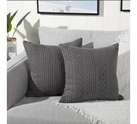 YAERTUN Pack of 2 Super Soft Decorative Throw Pillow Cases Square Cushion Covers Pillowcases for Couch Sofa Bedroom Car Modern Embossed Patterned,18 x 18 inch,Grey