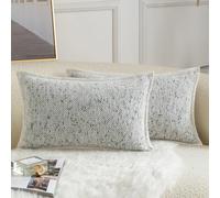 YAERTUN Pack of 2 Tie-dye Chenille Textured Cushion Covers Decorative Lumbar Accent Throw Pillow case Cozy Soft Velvet Pillow Covers for Couch Sofa Bedroom Living Room 12x20 Inch 30x50cm White