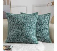YAERTUN Pack of 2 Tie-dye Chenille Textured Cushion Covers Decorative Square Accent Throw Pillow case Cozy Soft Velvet Pillow Covers for Couch Sofa Bedroom Living Room 24x24 Inch 60x60cm Teal